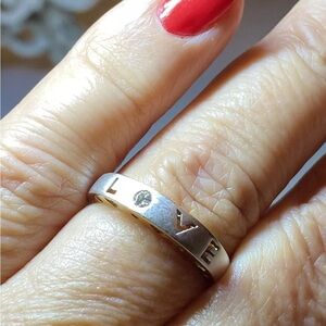 18K Yellow & White Gold Diamond Heart Love Band Ring